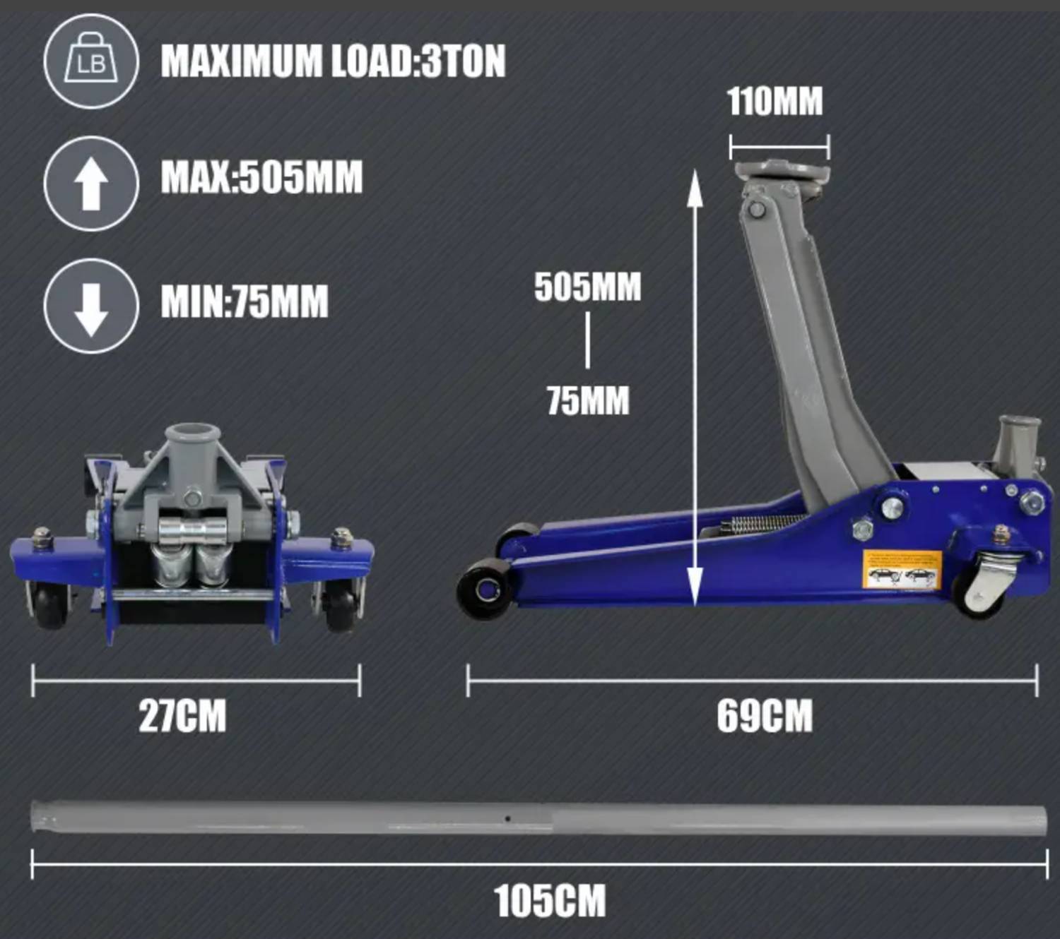 Hydraulic Floor Car Jack | Trolley Jack | Heavy Duty Floor Jack: image 3